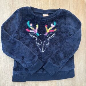 Jumping Beans Navy Sweatshirt with Multicolor Deer Design